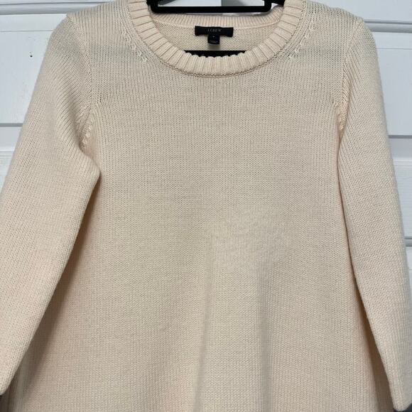JCrew 100% Wool Sweater‎ White Cream Striped Knit Size Small Long Sleeve Warm - Picture 5 of 8